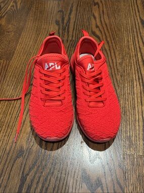 APL Red Knit Lace-Up Sneakers